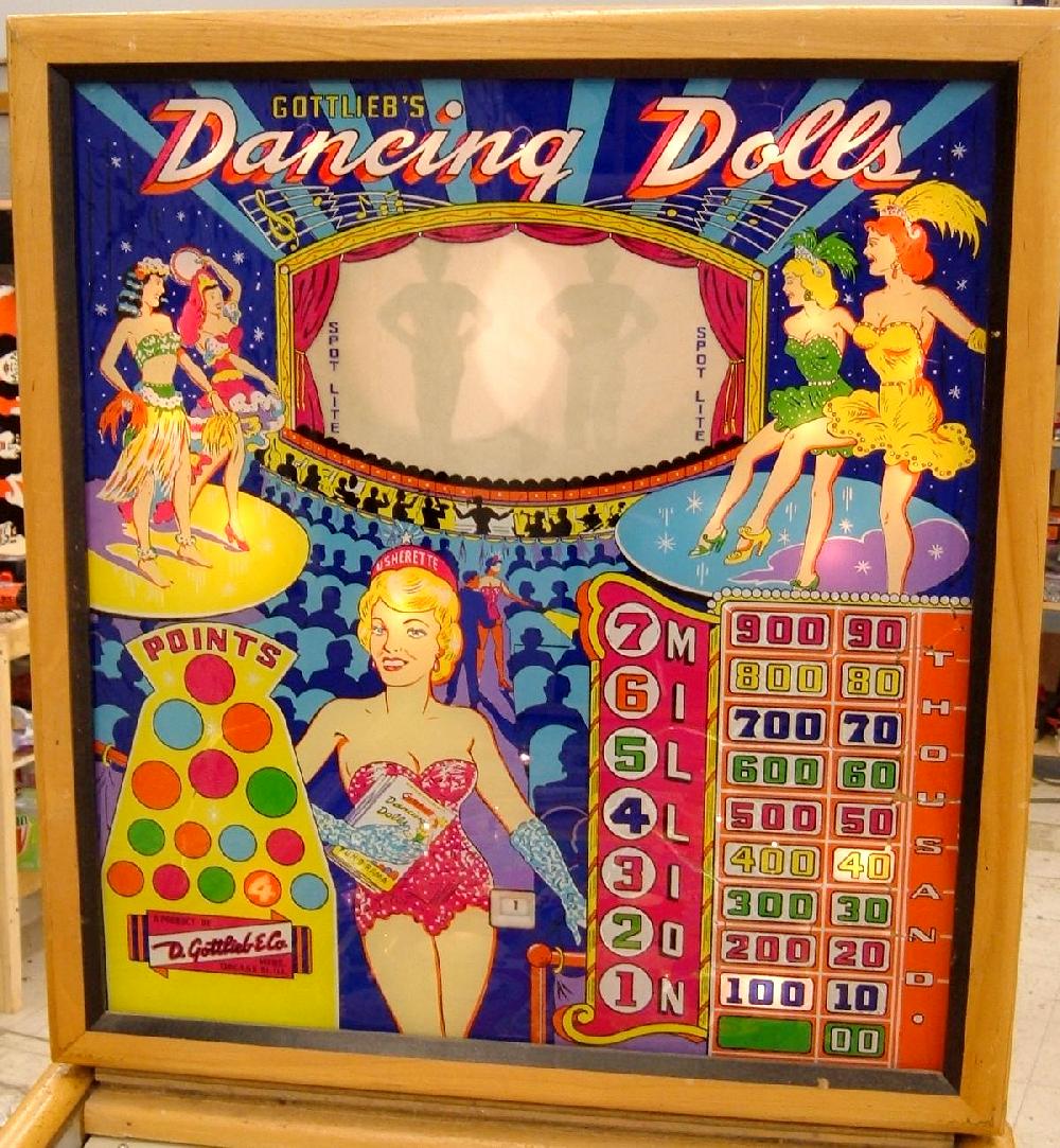 Gottlieb Dancing Dolls 1960 coin operated pinball woodrail game